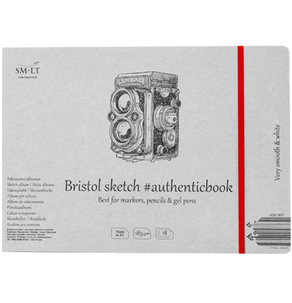 Скетчбук SMLT Authentic Book Bristol универсальный 24x17 см / 18 листов / 185 гм