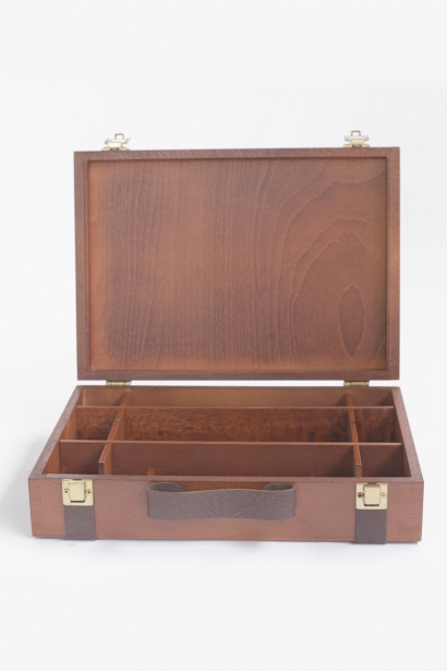 Этюдный ящик Cappelletto CA-7VE с палитрой и кожаными ремешками деревянный для художников из ореха 22х33 см