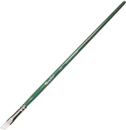 Кисть Roubloff синтетика №12 жемчужная плоская скошенная для масла и акрила с длинной ручкой