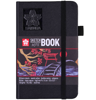 Скетчбук Sakura Sketch&Note с черной гладкой бумагой А6 / 80 листов / 140 гм