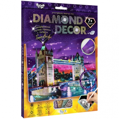 Картина из страз и глиттера Danko toys «Diamond decor. Мост», комплект страз, карандаш-аппликатор, губка, акриловый лак