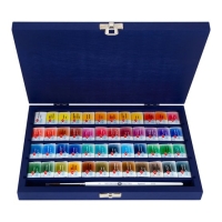 Набор акварельных красок Белые Ночи PRO 48 цветов в кюветах подарочный в деревянном пенале