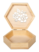 Шкатулка шестиугольная заготовка для декорирования Шиповник 22х19х7 см