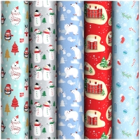 Упаковочная бумага глянц. 70*100см, ArtSpace "Зимнее настроение", 90г/м2, ассорти 5 дизайнов