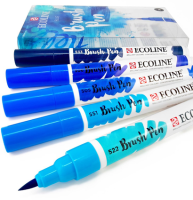 Набор акварельных маркеров Ecoline Brush Pen Синие 5 Blue