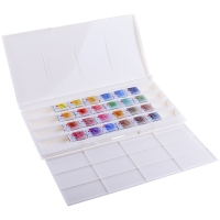 Акварель Белые ночи художественная 24 цвета кюветы пластиковый кейс с палитрой