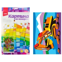 Картина по номерам Lori "Сильный экскаватор" A4, с акриловыми красками, картон, европодвес