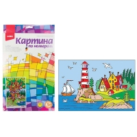 Картина по номерам Lori "Сказочный маяк" A4, с акриловыми красками, картон, европодвес