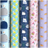 Упаковочная бумага глянц. 70*100см, MESHU "Cute", 90г/м2, ассорти 5 дизайнов