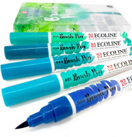 Набор акварельных маркеров Ecoline Brush Pen Сине-зеленые 5 Green/Blue