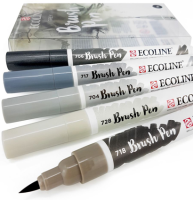 Набор акварельных маркеров Ecoline Brush Pen Серые 5 Grey