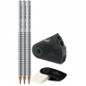 Набор чернографитных карандашей Faber-Castell Grip 3 штуки с ластиком, точилкой и линейкой купить в магазине Альберт Мольберт