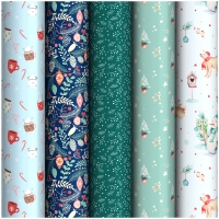 Упаковочная бумага глянц. 70*100см, MESHU "New year dreams", 90г/м2, ассорти 5 дизайнов