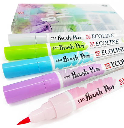 Набор акварельных маркеров Ecoline Brush Pen Пастельные 5 Pastel