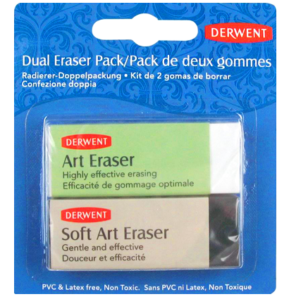 Набор ластиков Derwent Eraser Pack 2 штуки из каучука для всех видов карандашей