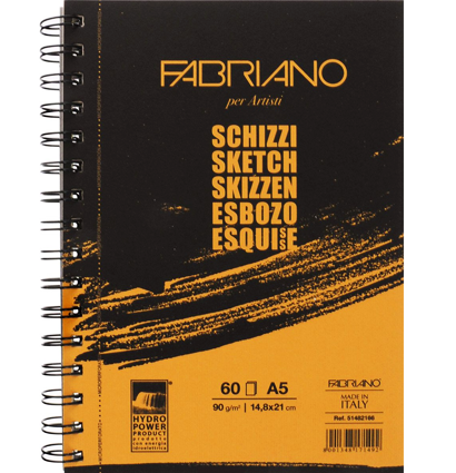 Альбом Fabriano Schizzi с мелкозернистой бумагой А5 / 60 листов / 90 гм