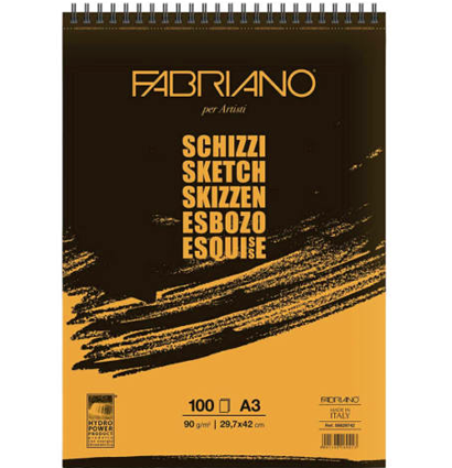 Альбом Fabriano Schizzi с мелкозернистой бумагой А3 / 100 листов / 90 гм