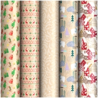 Упаковочная бумага крафт 70*100см, ArtSpace "Уютный праздник", 70г/м2, ассорти 5 дизайнов
