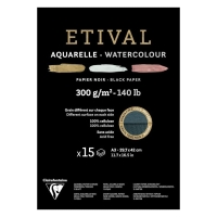 Бумага для акварели черная Etival ClaireFontaine торшон склейка А3 / 15 листов / 300 гм