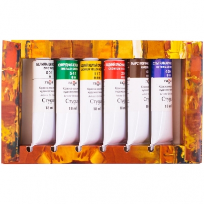 Краски масляные Гамма "Студия" набор 6 цветов в тубах 18 мл
