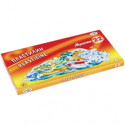 Пластилин Гамма "Мультики" набор 22 цвета со стеком картонная упаковка 440 г
