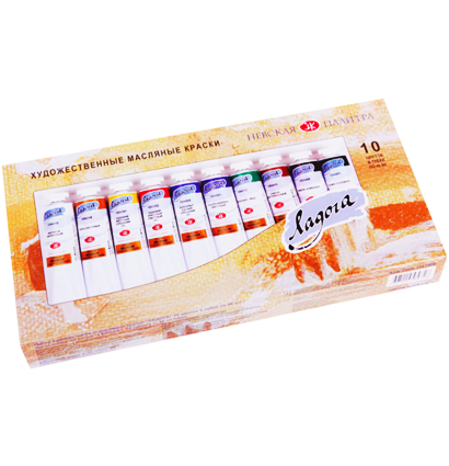 Краски масляные Ладога набор из 10 цветов для живописи в тубах по 46 мл в картонной упаковке