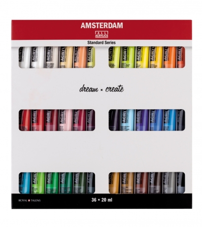 Набор акриловых красок Amsterdam Standard 36 цветов в тубах 20 мл подарочный