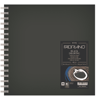 Скетчбук Fabriano Black Drawingbook с черной бумагой 30х30см / 40 листов / 190 гм