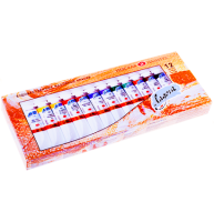 Краски масляные Ладога набор из 12 цветов для живописи в тубах по 18 мл в картонной упаковке