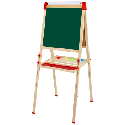 Мольберт растущий 3 в 1 BRAUBERG KIDS для мела и магнитно-маркерный 50x50 см комплект с бумагой для рисования