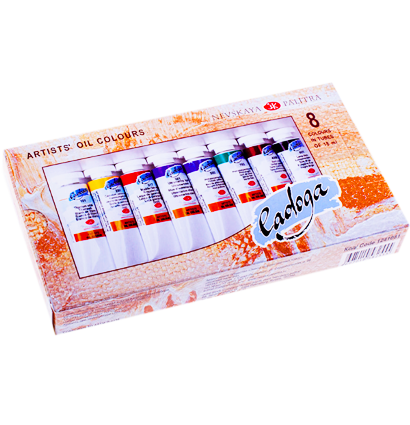 Краски масляные Ладога набор из 8 цветов для живописи в тубах по 18 мл в картонной упаковке
