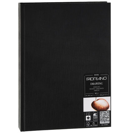 Скетчбук Fabriano Drawingbook черный А4 / 60 листов / 160 гм (портрет)
