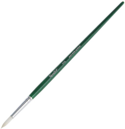 Кисть Roubloff синтетика  №7 круглая белая для акрила, гуаши, масла с длинной зелёной ручкой