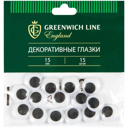 Материал декоративный Greenwich Line "Глазки", 15мм, 15шт.