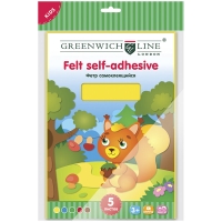 Цветной фетр Greenwich Line, А4, 5л., 5цв., самоклеящийся, в пакете с европодвесом
