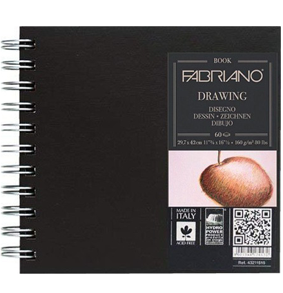 Скетчбук Fabriano Drawingbook черный на спирали 15х15 см / 60 листов / 160 гм