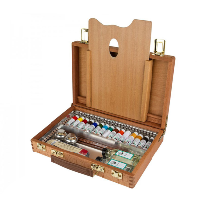 Набор масляных красок "Old Holland" 15 туб х 18 мл в деревянном ящике + аксессуары