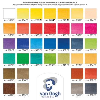 УЦЕНКА Акварель Van Gogh Royal Talens набор 36 кювет в металлическом кейсе
