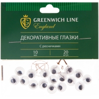 Материал декоративный Greenwich Line "Глазки", с ресничками, 10мм, 20шт.