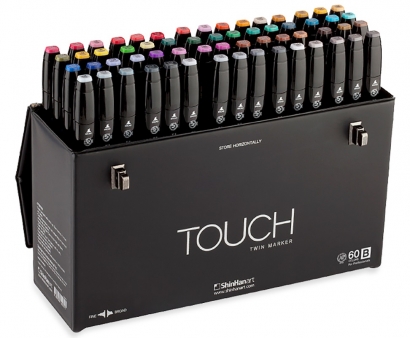 Набор спиртовых маркеров Touch Twin 60 штук Б в черном фирменном чемодане