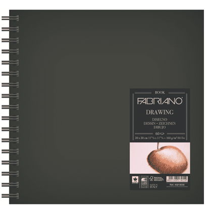 Скетчбук Fabriano Drawingbook черный на спирали 30х30 см / 60 листов / 160 гм