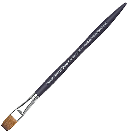 Кисть художественная соболь Winsor&Newton One Stroke 1 для акварели плоская укороченная