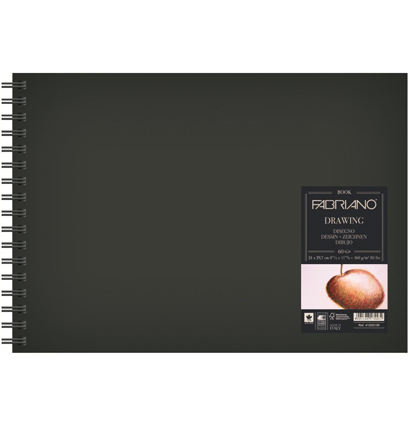 Скетчбук Fabriano Drawingbook черный на спирали А3 / 60 листов / 160 гм (пейзаж)