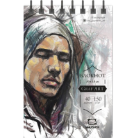 Скетчбук для графики Graf Art Малевичъ серый на пружине А5 / 40 листов / 150 гм