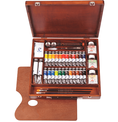 Масляные краски Van Gogh Oil Colour Expert Box эксперт-набор 26 цветов, кисти, связующие и палитра в этюднике