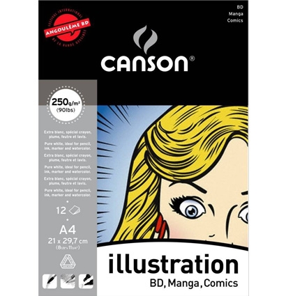 Альбом Canson Illustration с гладкой бумагой для иллюстраций А4 / 12 листов / 250 гм