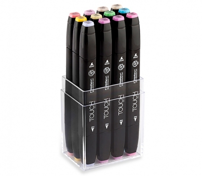 Набор спиртовых двусторонних маркеров Touch Twin 12 "Пастельные цвета" в кейсе