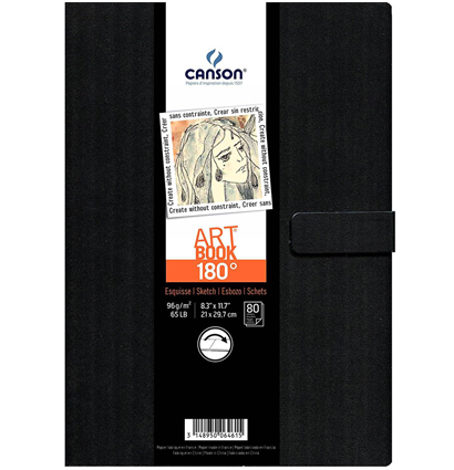 Скетчбук Canson Art Book 180° для зарисовок на застежке А4 / 80 листов / 96 гм