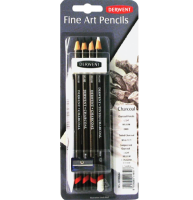 Набор угольных карандашей и угля Derwent Charcoal 9 предметов в блистере с растушевкой, точилкой, ластиком и растушевкой