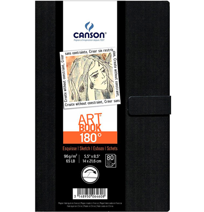 Скетчбук Canson Art Book 180° для зарисовок на застежке А5 / 80 листов / 96 гм